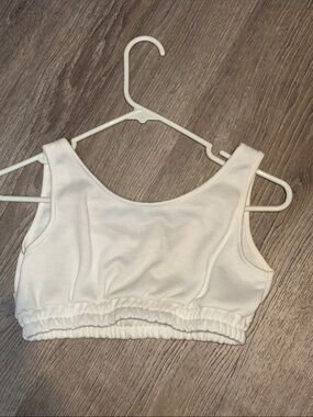SHEIN White Cropped Tank Bralette with Elastic Hem